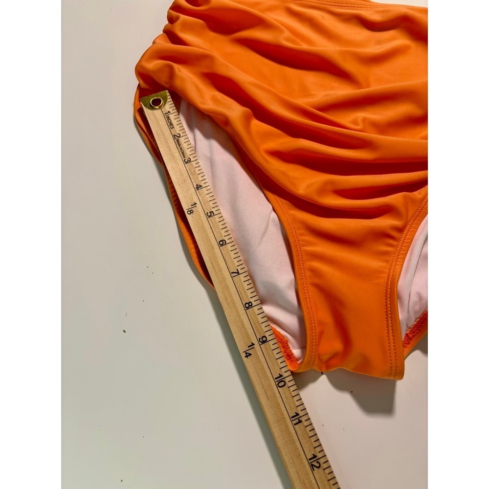 Nani Swimwear - Ruched High-Waist Orange Bikini Bottoms - Picture 9 of 10